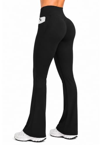 Sunzel No Front Seam High Waist Mini Flare Leggings for Women with Pockets