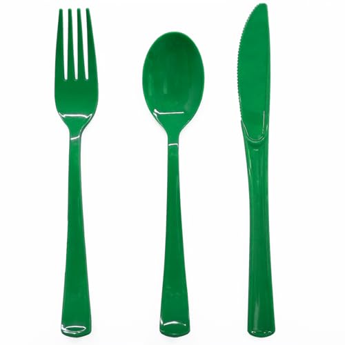 150 PCS Green Plastic Silverware Disposable Green Utensils 50 Pla...