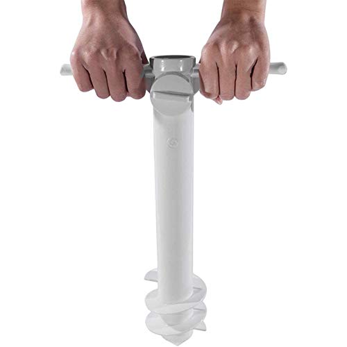 Garden Patio Beach Anchor Stand Holder with Hanging Hook Beach Umbrella Sand Anchor Outdoor Sun Umbrella Base Travelling Easy Carrying Portable Parts, white