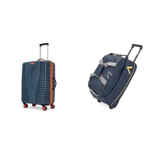 Image of Aristocrat Airpro-Max 67 cm Check-in Medium Size Trolley Bag, Lightweight Polypropylene Case + Cadet Polyester 52 cms Blue Travel Duffle (Cadet)