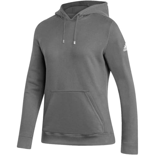 Adidas Womens Fleece Hoodie L Medium Grey Heather-White