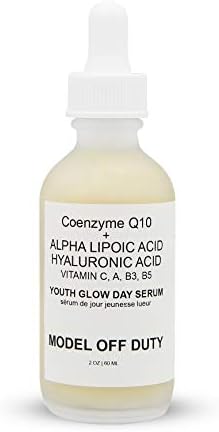 Model off Duty Beauty Youth Glow Day Serum | Made w/Natural & Organic Ingredients Coenzyme Q10, Hyaluronic Acid, DMAE, Niacinamide, Vitamin A, C, B3, B5 | Anti Aging, Antioxidant, Brighten Glow -1 oz