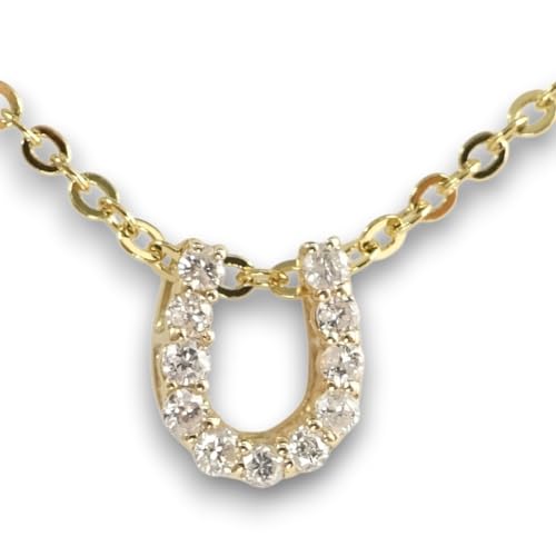 [あなたと私の宝石箱] ダイヤモンドネックレス ホースシュー＜馬蹄＞デザイン0.1カラット10金イエローゴールド鑑別書付3091