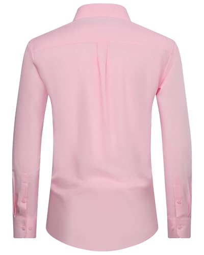 Alimens & Gentle Men's Dress Shirt Regular Fit Stretch Stain Shield Long Sleeve Solid Business Wedding Button Down Shirts