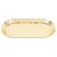 VICASKY Vassoio da Portata in Acciaio Inossidabile Dorato Finitura Martellata Piatto Decorativo Multiuso per Gioielli Frutta e Cosmetici Elegante Organizer da Tavolo per Soggiorno e