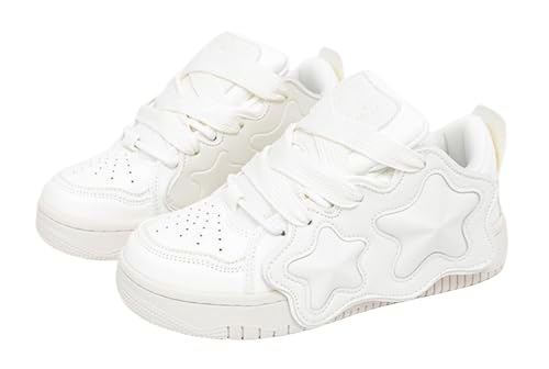 Women's Cute Sneakers Kawaii Breathable Platform Shoes - Lightweight Comfortable Chunky Sneakers for Athletic Hiking, Y2K Korean Style Star Pattern Tennis
