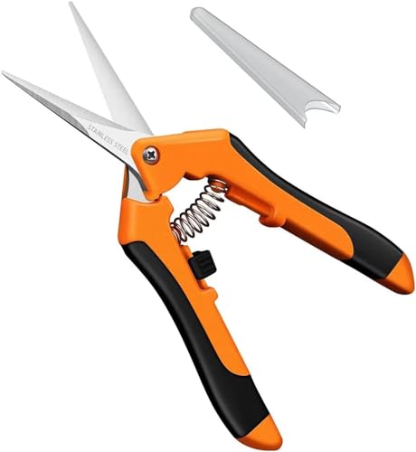 DAMOTEC Hand Pruner, Pruning Shear,Garden clippers, snip scissors, ratchet pruning shears, work 3 times easier, gardening tools, sharp garden scissors, arthritis weak hand snips (Orange)