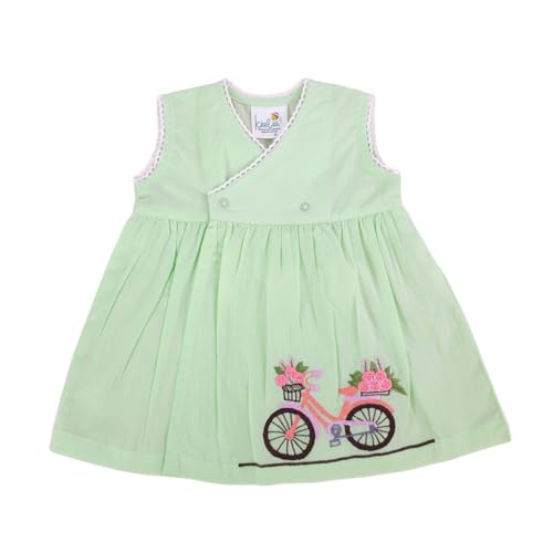 Keebee Organic Cotton Hand-Embroidered Sleeveless Tulip Dress for Little Girls || Soft, Breathable, and Eco-Friendly
