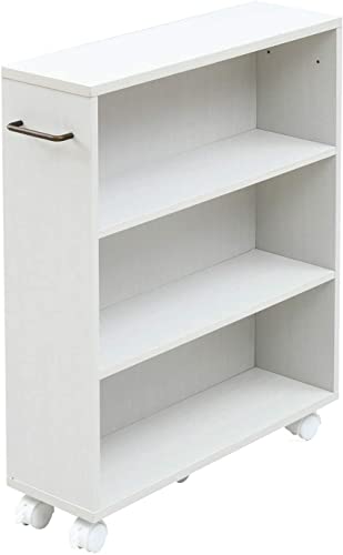 Yamazen CCW-7055CR(JW) Slim Bookshelf with Casters (Bookshelf) Width 22.8 x Depth 6.7 x Height 27.0 inches (58 x 17 x 68.5 cm) Handle Interchangeable OK Comic (Comics) Storage Estimated 105 Books