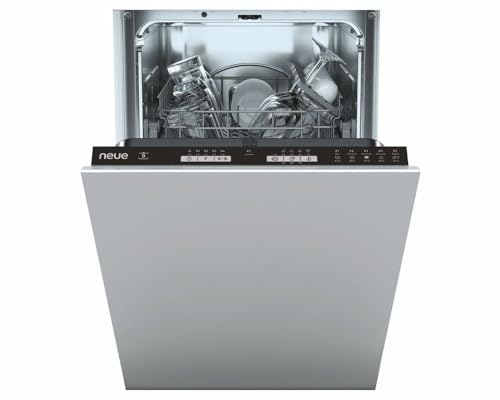 Neue NDIH1L949 45cm wide 9 Place Settings 5 Programmes LED Control Start Delay 3-6-9hr Slimline Built in Fully Integrated Dishwasher (Height xWidth x Depth cm)- 81.6x44.8x55.9-1 Year Warranty