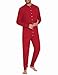 Ekouaer Men's One Piece Pajama Thermal Full Button Union Suit Long Sleeve Onesie with Button Flap Red L