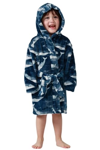 Image of DELEY Children's Bathrobe Boys Girls Hoodie Robes Toddler Soft Pajamas Sleepwear