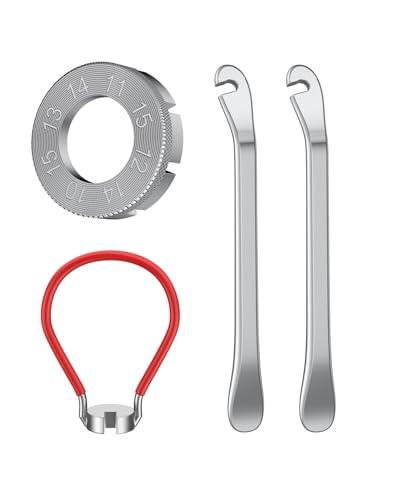 Pawfly Bike Spoke Tool Kit, Bike Spoke Wrenches with 2 Bicycle Tire Levers, Bicycle Rim Truing Tool Set, Bicycle Spoke Wrench Tools, Bike Rim Correct Kit, 4-Piece Bike Repair Tool Kit