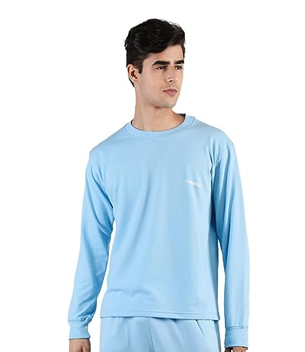 Image of CHKOKKO Men's Terry Cotton Loose Fit Full Sleeves Regular Fit T-Shirt