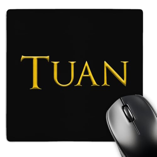 3dRose Tuan Popular Baby boy Name in America. Yellow on Black Charm, Gift - Mouse Pads (mp-376561-1)