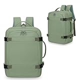 Treer Mochila Viaje Cabina Avion 40x20x30 Expansible Impermeable Maletas de Cabina para Vueling, EasyJet Wizz Air, Mochila de Viaje Hombre Mujer, Equipaje de Mano Travel Backpack (Verde,24L)
