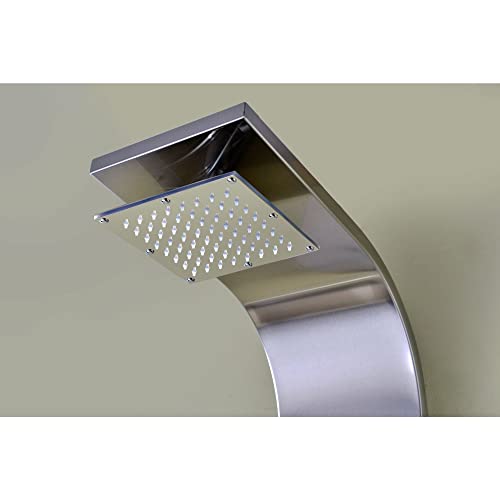 Anzzi Shower Head Panel Tower System, Echo Brushed Steel Stainless Steel Metal, 3 Turbo Jetted & Multi Functional, High Pressure Jet Rainfall + Handheld Wand Attachment Combo, Wall Mount Sp-Az022 #TOP4