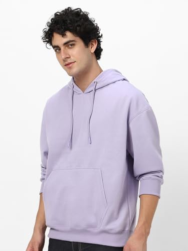 Image of Urbano Fashion Men's Cotton Solid Oversized Hooded Neck Sweatshirt