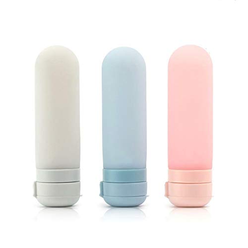 Preisvergleich Produktbild Silikon-Reiseflaschen Auslaufsichere Reisebehälter Silikon-Kosmetik-Make-up-Flüssigkeit... Tuben für Shampoo Conditioner Lotion Toilettenartikel Zufällige Farbe (3 Stück)