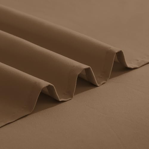 Image of Elegant Comfort Luxurious 1500 Premium Hotel Quality Microfiber Three Line Embroidered Softest 4-Piece Bed Sheet Set, Wrinkle and Fade Resistant, RV Short Queen, Taupe