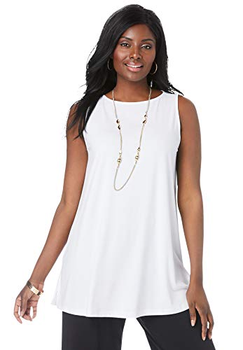 Jessica London Women's Plus Size Knit Tunic Tank Long Sleeveless