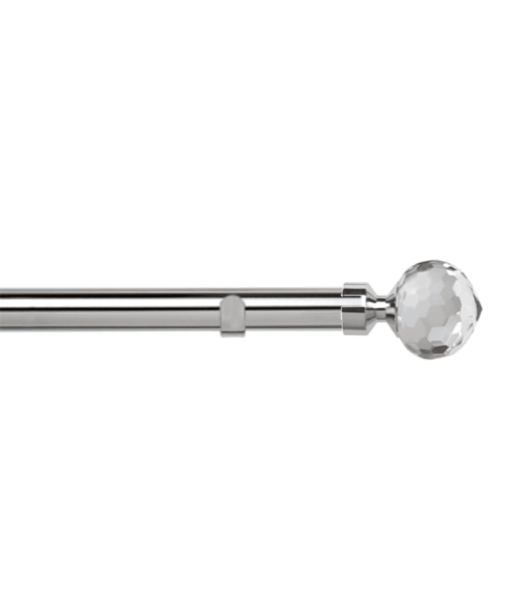 28mm Fixed Length Metal Eyelet Curtain Pole Set in Chrome - Bella Finial