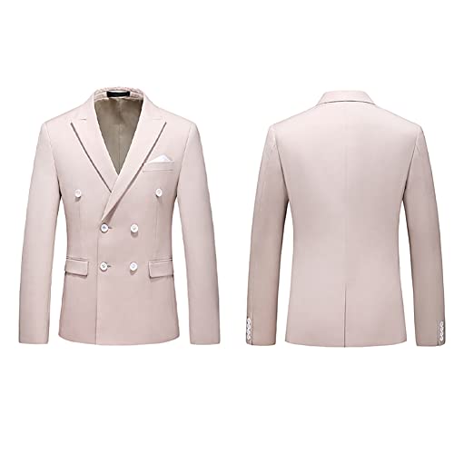 Men's Solid Color 3 Pieces Suit Double Breasted Blazer Jacket Vest and Pants Business Set2