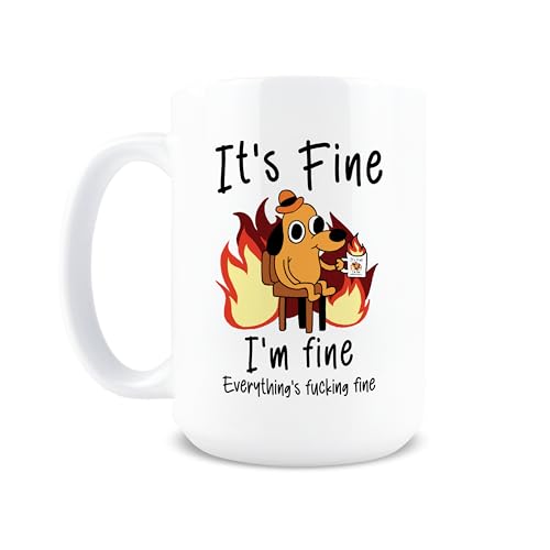 Hogg This is Fine Mug 15 oz Coffee Cup, Meme Dog, Funny Gift