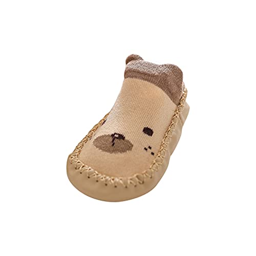 Baby Toddler Walking Shoes Non-Slip Baby Floor Kids Cartoon Walking First The Boys Shoes Socks Shoes Girls Baby Shoes (Khaki, 18-24 Months)3