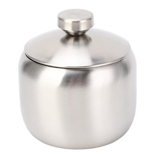 WAHEWUD 350g Recipiente para condimentos de acero inoxidable Recipiente para condimentos Azucarero Unidad para soporte de sal Tarro de escamas picantes Artículo de barra de café (Plata)