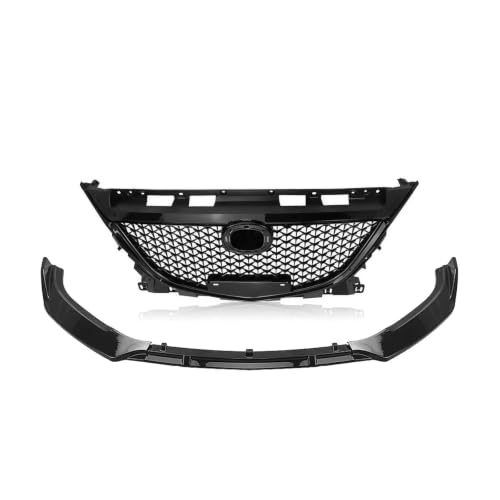 Grille Avant pour Mazda 3 Axela 2014-2016 en Nid d'Abeille avec Calandre et Spoiler de Pare-choc