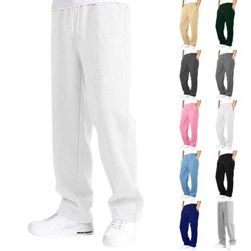 Wide Leg Sweatpants Men Straight Leg Baggy Jogger Pant with Pockets Comfy Casual Elastic Waist Drawstring Trousers