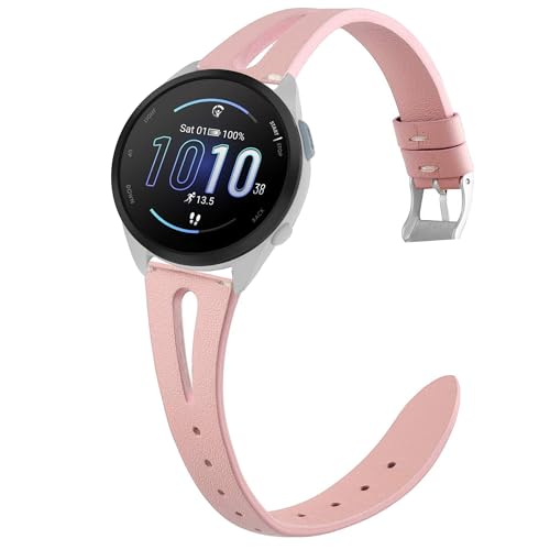 Blueshaweu Correa de cuero de repuesto para Garmin Forerunner 165 de 20 mm para mujer, hombre, accesorios de pulsera compatibles con Garmin vívoactive 5/Forerunner 165, 55/Venu/Venu 2 Plus