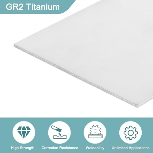 Image of uxcell 3Pcs GR2 Titanium Plate Sheet, 200x200x2mm Titanium Alloy Metal Sheet for Industrial Machinery Metalworking (8 inchx8 inchx0.08 inch)