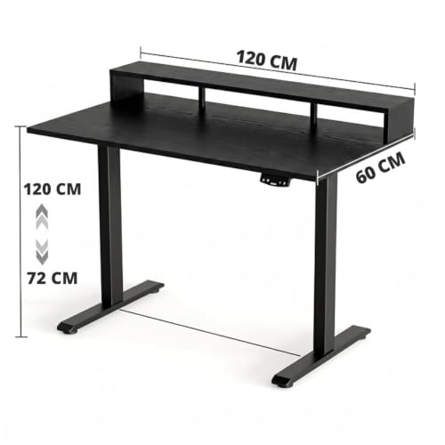 Image of TEKAVO Hirak Height Adjustable Table for Office Work | Electric Standing Table Workstation for Home Office| 60 kg Load Capacity |120L x 60W | Black DIY