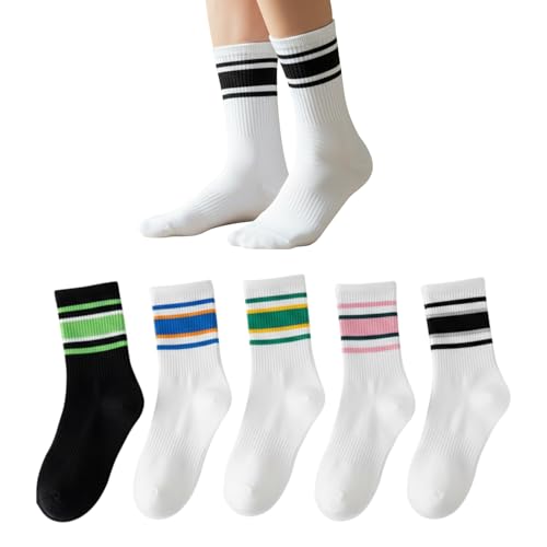 Image of MOMISY Crew Socks for Men & Women Athletic Cotton Blend Socks 5-Pair