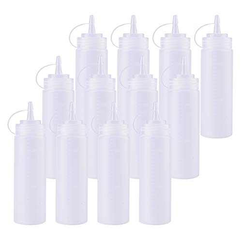 Bekith 12 pack 8 Oz Plastic Squeeze Squirt Condiment Bottles with Twist On