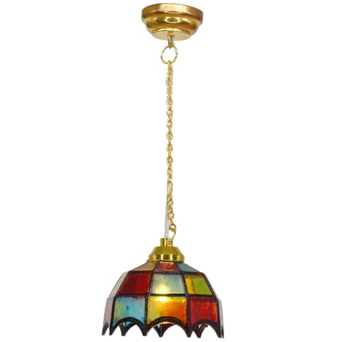 Lámpara de araña para casa de muñecas escala 1:12 con luz LED a pilas de plástico vintage