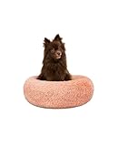 lionto Cama Tipo Donut para Perros y Gatos, Cama Redonda mullida para Mascotas pequeñas y Grandes, Ø 40 cm, cojín Suave de Felpa esponjosa con Relleno Extra Grueso, Rosa