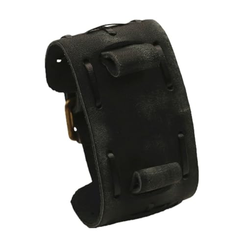 20mm Echtes Leder Handgenähtes Uhrenarmband mit Vintage Punk Dornschließe für Damen und Herren, 20mm