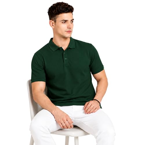 Image of Men's Plain Polo T-Shirt | Cotton Blend Regular Fit Casual Collar T-Shirt