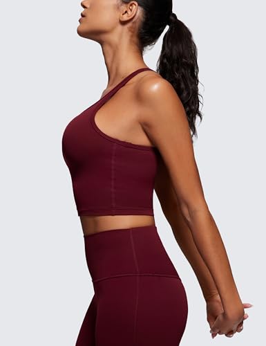 Image of CRZ YOGA Butterluxe Racerback Crop Tank Tops | Light Support, Removable Pads, Yoga, Extremely Soft, Scoop Neck, Longline Sports Bras for Women