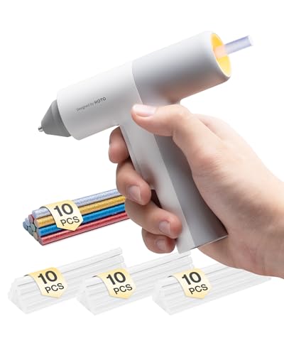 HOTO Cordless Auto Dispensing Glue Gun, Easyflow Hot Glue Gun with 40 Glue Sticks, 30s Fast Preheating, 3000mAh, Anti-Scald & Anti-Drip, Wireless/Wired, Ideal for DIY/Kids Crafts & Home Repairs
