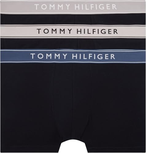 Tommy Hilfiger Herren 3er Pack Boxershorts Trunks aus Baumwolle mit Stretch, Schwarz (Ple Pnk/Ant Slver/Aeg Sea), XXL – Ansicht 1