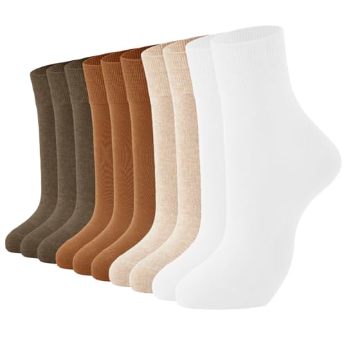 Image of J-BOX Crew Socks for Women Casual Cotton Socks Soft Breathable Dress Socks 10 Pairs