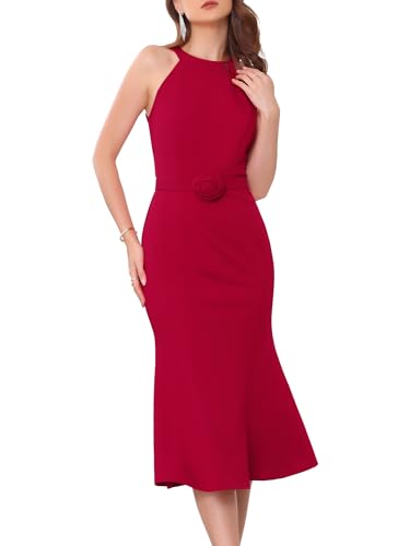 Women's Sleeveless Halter Dress Formal Cocktail Evening Fishtail Bodycon Dresses