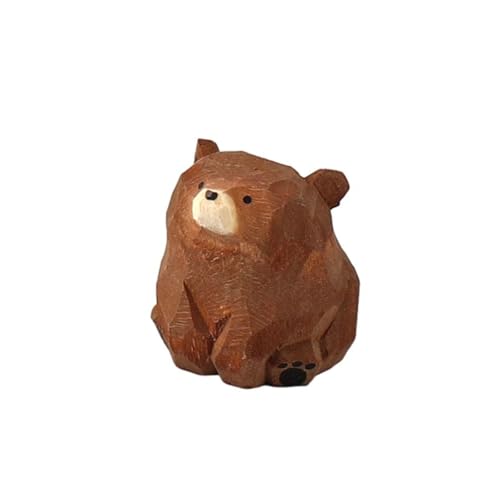 gifthub Hand-Carved Wooden Animal Ornaments,Carved Wooden Animal Ornaments,Small Home Decoration,4-5 CM(Bear)