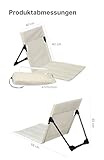 Menz Strandstuhl 2er Set – Strandmatte mit Rückenlehne, Bodenstuhl tragbar, Strandliege klappbar leicht, Strandmatte faltbar mit Tasche, für Camping Picknick, Beige