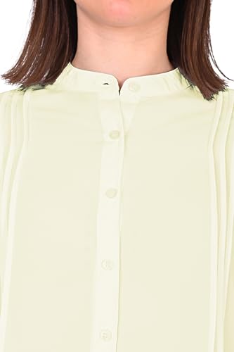 Image of Women's Regular Fit Solid Pleated Cotton Blend Shirts