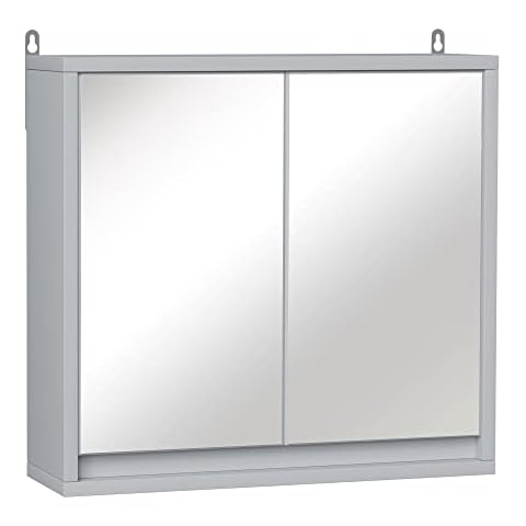 HOMCOM Armario de Baño con Espejo y Estante Ajustable Estilo Moderno Cover